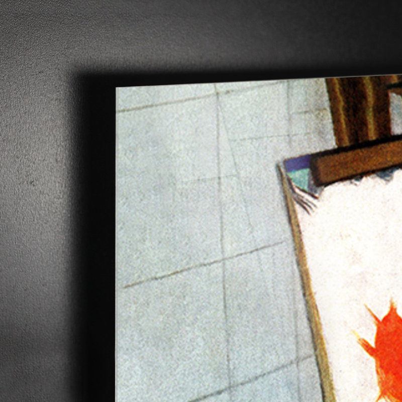 Artista nella Vasca - Square Painting on Glass