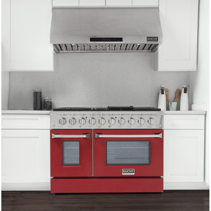 Kucht 48'' W Dual Fuel Range, Red, Liquid Propane