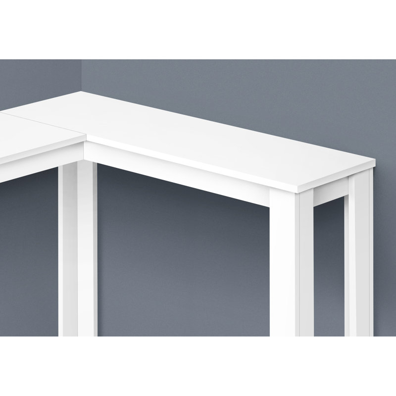 Console de salon et de chambre à coucher, entrée de coin étroite en stratifié blanc, console d'entrée de construction stable,