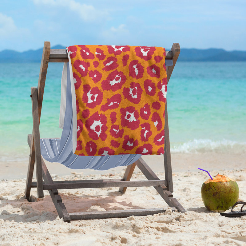 Serviette de plage Holderness, Microfibre, Orange / blanc / rouge