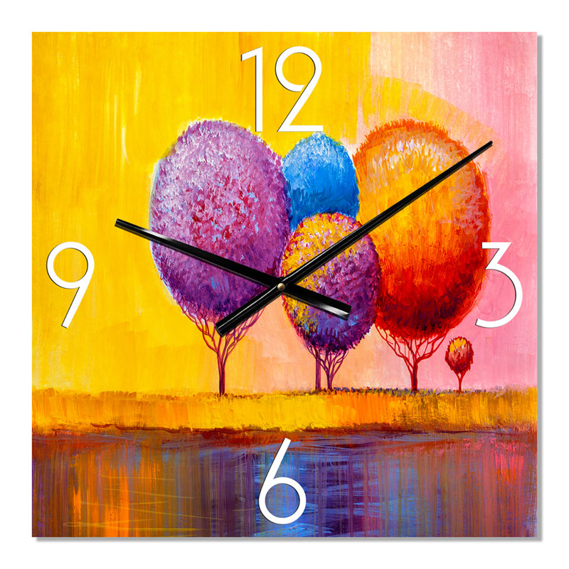 Autumn Fantasy Trees I - Horloge murale moderne, Moyen