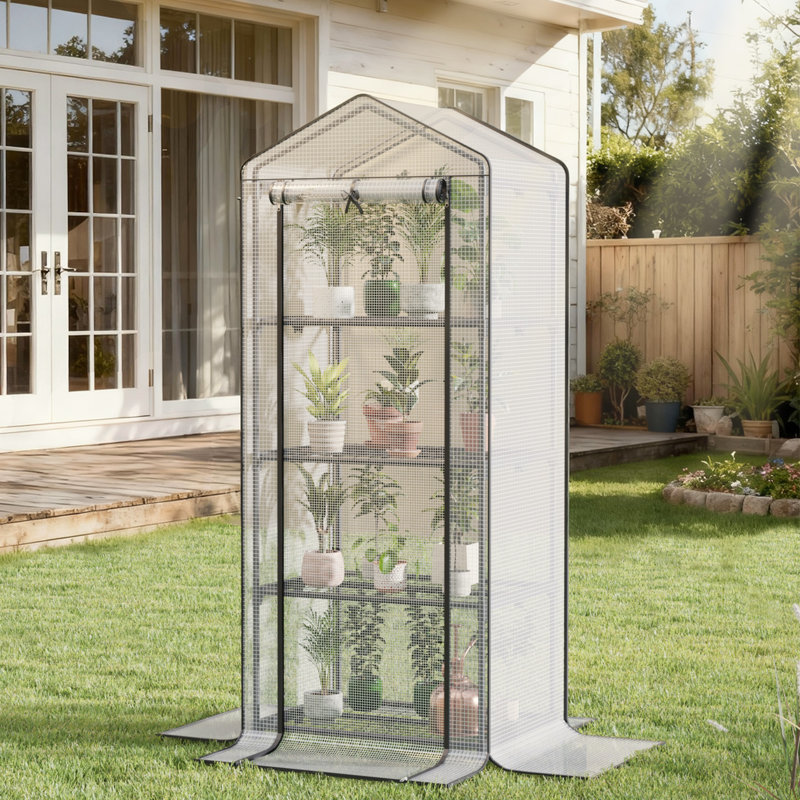 Petite serre à 4 niveaux pour l'extérieur, couverture en PE, portable, pour le jardin et la cour