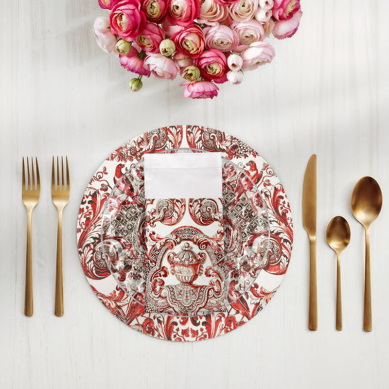 Royal Delft William and Mary Hemstitch 22" Linen/Cotton Napkin, Red