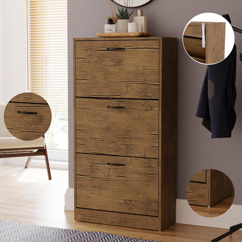 9 Pair Shoe Storage Cabinet, Brown