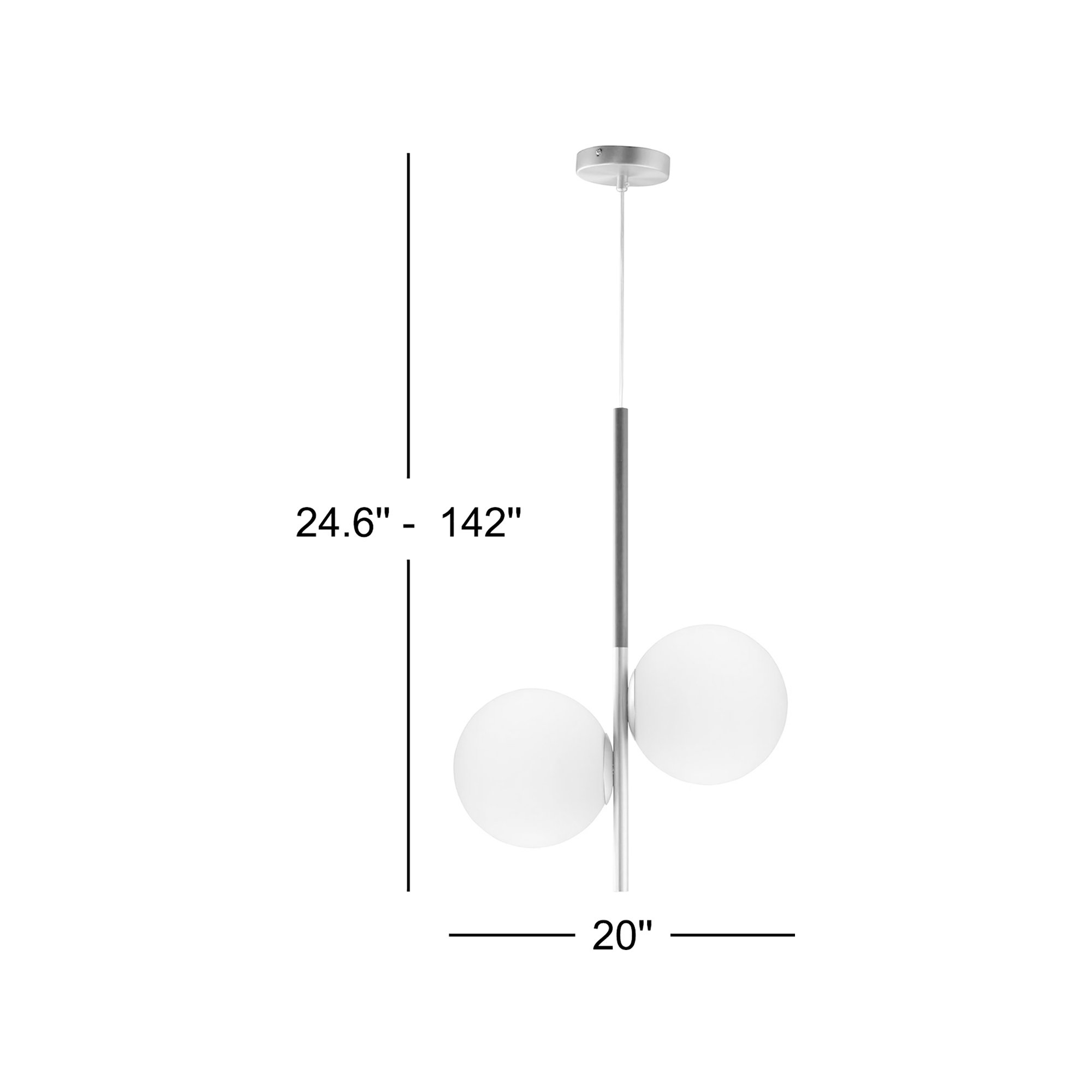 Drake 2 Light Glass Steel Dimmable Pendant
