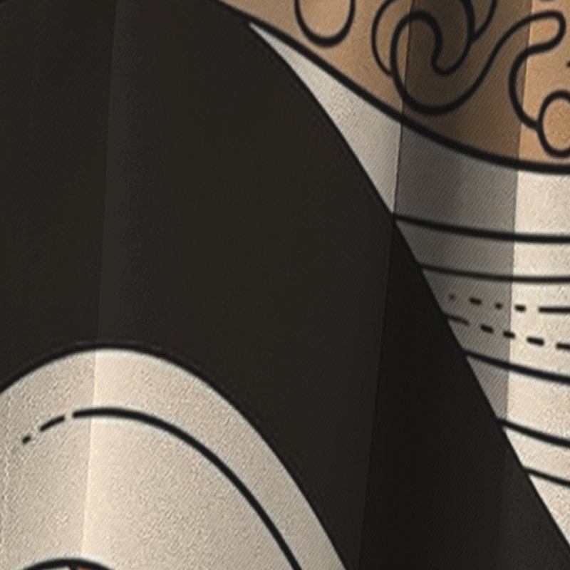 Brown Black Line Art Elegance I - Shapes Curtain - Blackout Abstract Curtain - 1 Panels, 52" W x 84" L