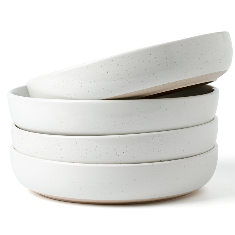 Stoneware Pasta Bowl Set (Set of 4), 976ml Bowls, White