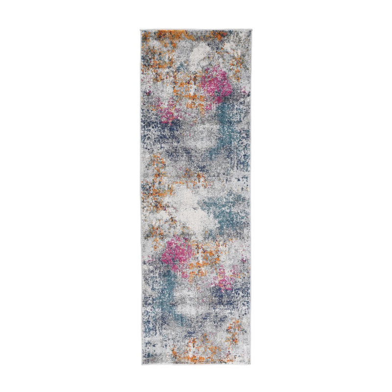 Hannah Abstract Transitional Durable Performance Multicolor Area Rug, Runner 2'7" x 8'