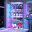 Glass Display Cabinet with Sensor RGB Lights, Wine Cabinet with Lock-1096168617