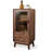 Retro Nut-Brown Solid Wood Glass Sideboard
