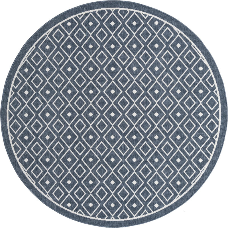 Geometric Indoor / Outdoor Rug, Round 7'