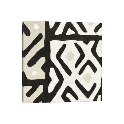 Kuba Cloth I Sq I Neutral - Wrapped Canvas Painting