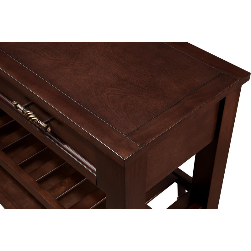 Console Sofa Table with 2 Storage Drawers and 2 Tiers Shelves, Mid-Century Style 42'' Solid Wood Buffet Sideboard, Espresso