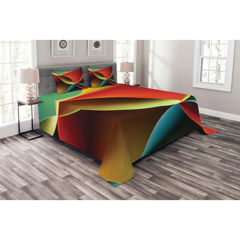 Abstract Modern & Contemporary Polyester Coverlet, Queen Coverlet + 2 Shams