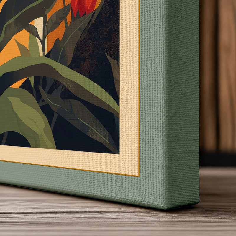 La Botanique Art Deco - Wrapped Canvas, 36x24 - 91.4 x 61.0 cm, Sage Border
