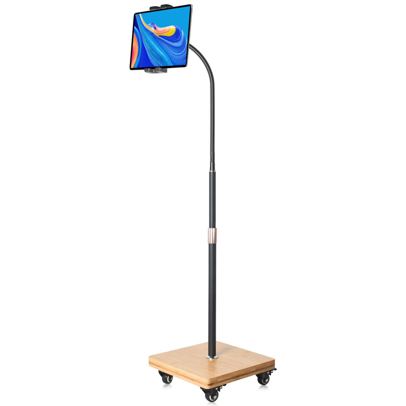 Support de tablette pour lit - Support à tablette à col-de-cygne avec hauteur réglable et 4 roues, compatible avec iPad Mini Air Pro 12,9 / 9,7, Galaxy Tab, Kindle, téléphones portables (4,7 po à 13 po)