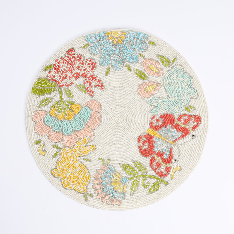 Multi Floral Beaded Placemat
