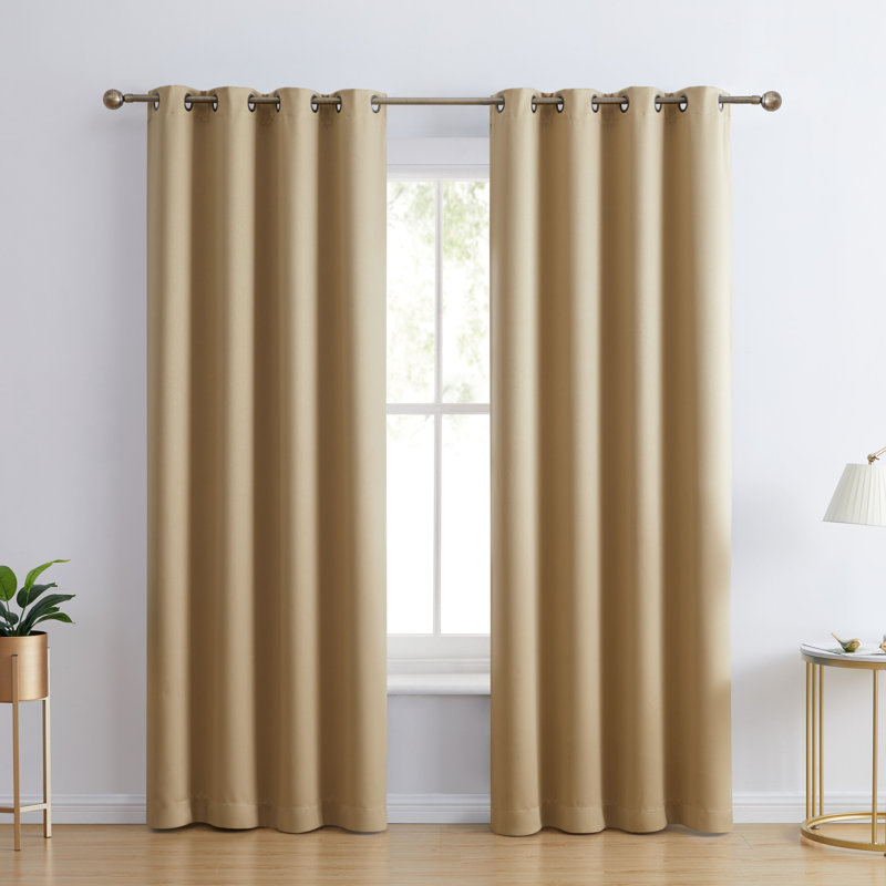 Solid Max 100% Blackout Thermal Grommet Curtain Panels, 52" W x 63" L, Pebble Taupe