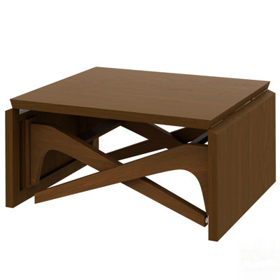 Transformer Coffee Table, 2 In 1 Expandable Dining Table With Natural Wood And Variable Height Adjustment