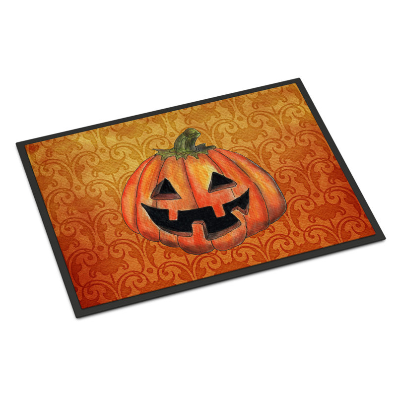 Paillasson d’extérieur antidérapant d’Halloween à citrouilles Vig October, Rectangle 1 pi 6 po x 2 pi 3 po