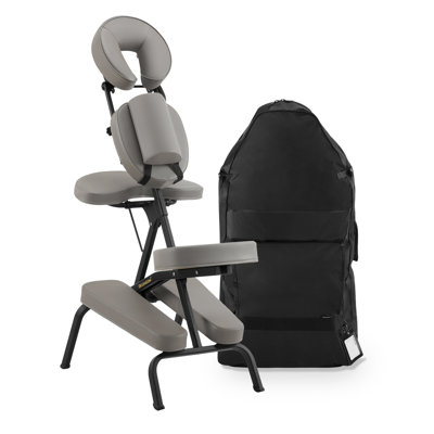  Aluminum Light-Weight Adjustable Folding Portable Travel Massage Chair with Backpack 402 Keanu (Grey)