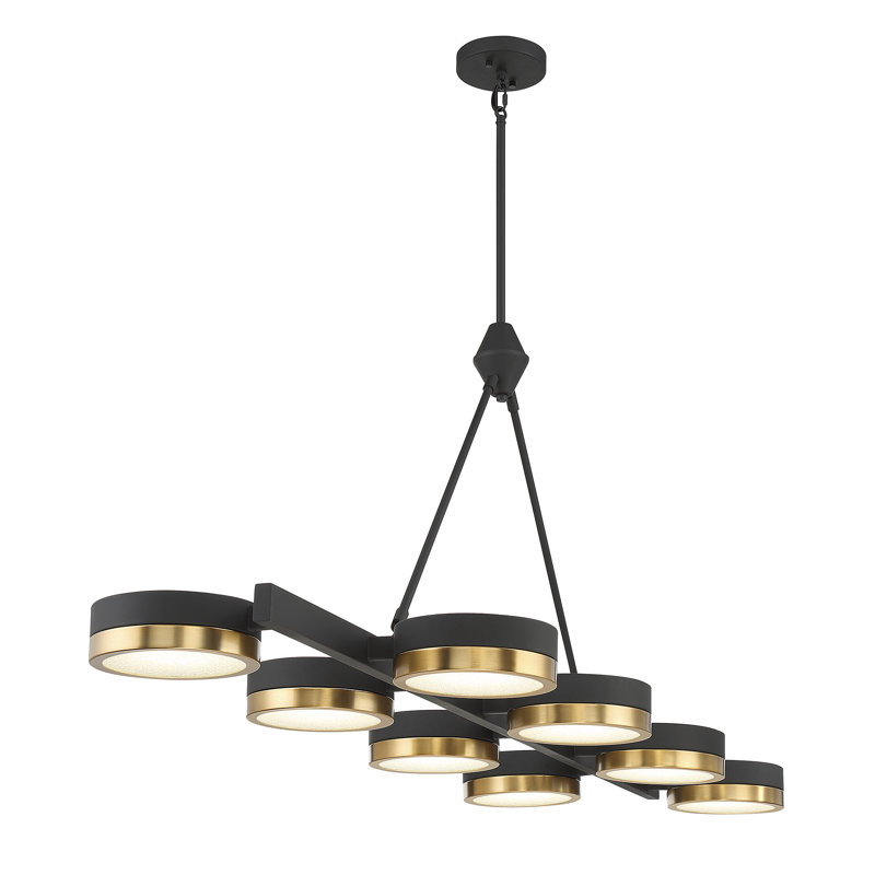 Ashor Matte Black and Brass 8-Light LED Linear Chandelier