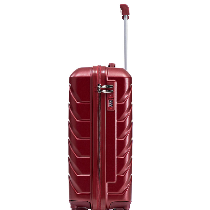 14"/20" 2 pcs/set in ABS Spinner Wheel Luggage, with Combination Lock,14" Cosmetic Case (WINE RED)