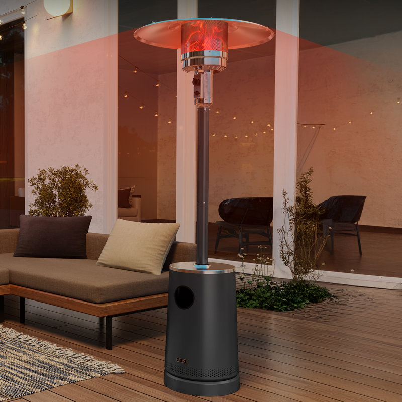 50,000 BTU Black Stainless Steel Propane Patio Heater with Table