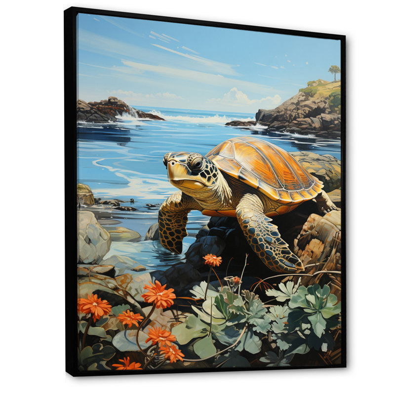 Lavanna Turtle Portrait, impression géométrique sur toile I, H 40 po x l 30 po x P 1,5 po, Cadre flottant noir
