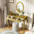 Luxury Makeup Vanity Desk With Oval Mirror, 3-Drawer Dressing Table For Jewelry Storage, Elegant Console Table For Entryway, Living Room & Bedroom, Stylish Home Decor,Gold-380843062