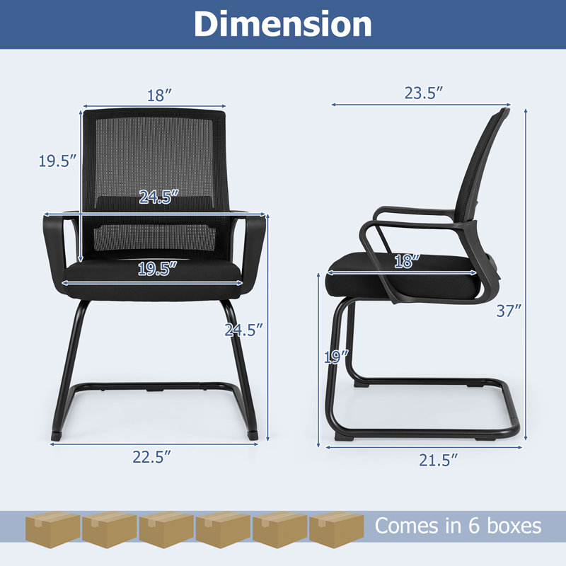 Inbox Zero Office Guest Chair Set Of 12 Conference Reception Chair W/ Lumbar Support & Sled Base