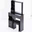 Petit - Petit meuble-lavabo à tiroirs de gauche de 29,2 po avec tabouret, très grand miroir coulissant, rangement multicouche, style américain, noir