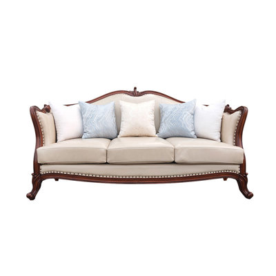American Solid Wood European Modern Sofa 79.5'' Leather Sofa