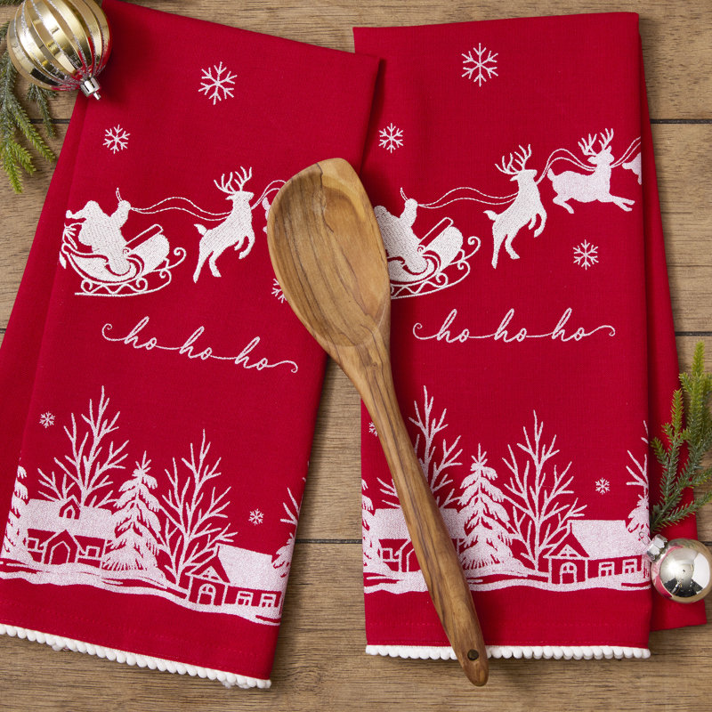 Santa's Sleigh Embellished Dishtowel Set/2