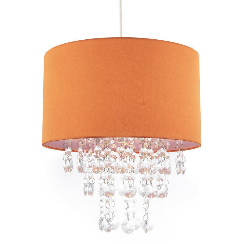 17 cm H Drum Satin Pendant Shade ( Screw On ), Orange