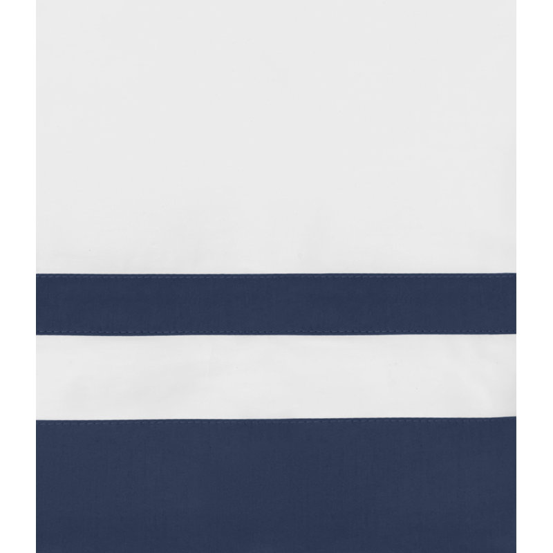 Savoy Sham, Euro, White/Navy Blue
