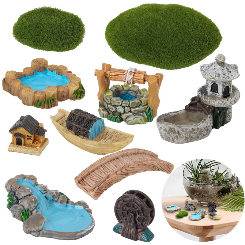 10 PCS Mini Fairy Garden Statues Resin Miniature Garden Figurines Sculptures