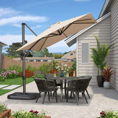 244cm Cantilever Parasol Outdoor Large Parasol Square Cantilever Yard Sun Parasol