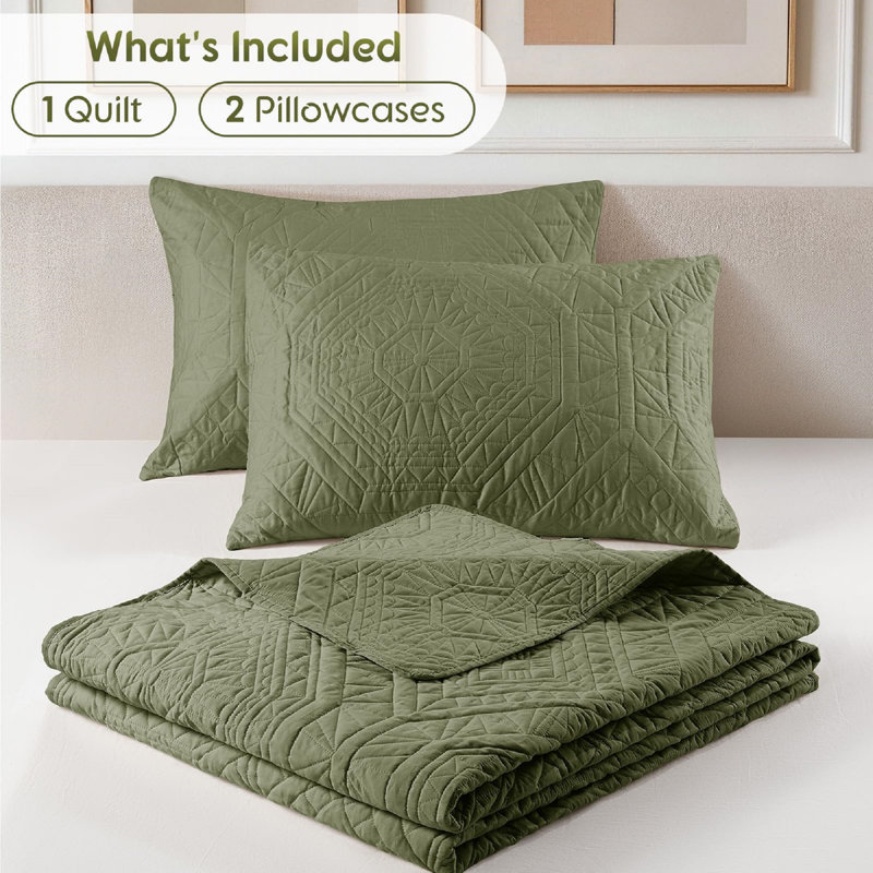 3-Piece 100% Cotton Paisley Quilt Set
