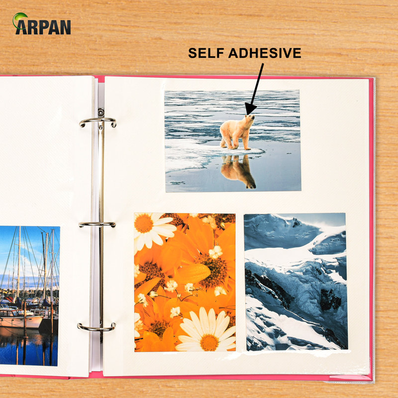 Arpan Extra-Large 3-Ring Binder Self Adhesive Photo Album 20/Sheets 40/Sides (Purple), Pink