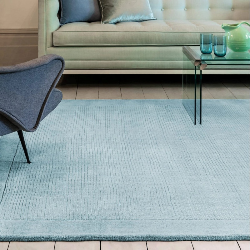 Duck Egg Handmade Modern Plain Easy To Clean Handmade Rug For Bedroom Dining Room Living Room, Wool, Rectangle 160 x 230cm
