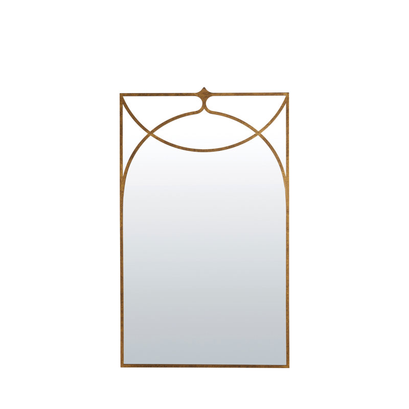Swan Rectangle Metal Wall Mirror, Gilded Gold