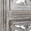 Paravent Casondra, 4 panneaux, bois de manguier blanc antique, motif floral sculpté