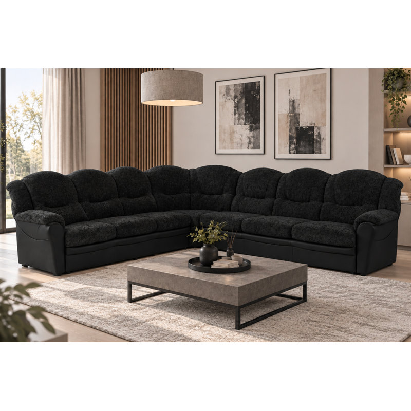 Koffler 7 Seater Corner Sofa, Black