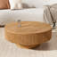 Table basse à piédestal Fynlee, conception cannelée en bois massif fabriquée à la main-596886332-599820431