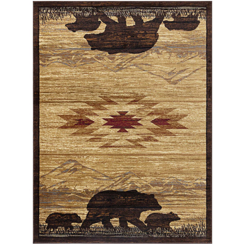Lodge Area Rug, Southwest Touch Area Rug, Rectangle 5'3" x 7'3"