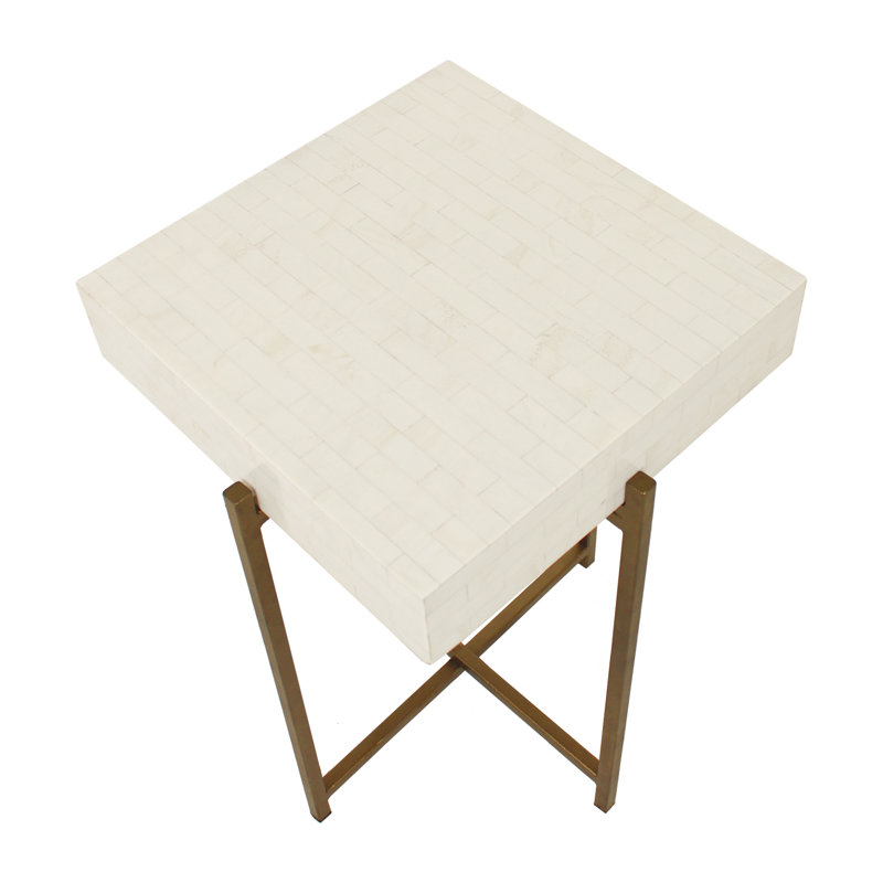 Table de bout en résine Adela, Ivory