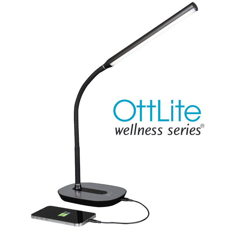 Black Adjustable LED Desk Lamp with Touch Sensor and USB Charging