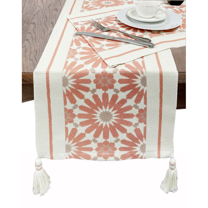 Chemin de table en coton rose, 87 po x 14 po