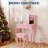 Lighted Mirror Kids Vanity Set with Stool - Makeup Table Playset for Little Girls Ages 3-8 - Sturdy, Child-Friendly - Ideal for Bedroom or Playroom - Color: Pink